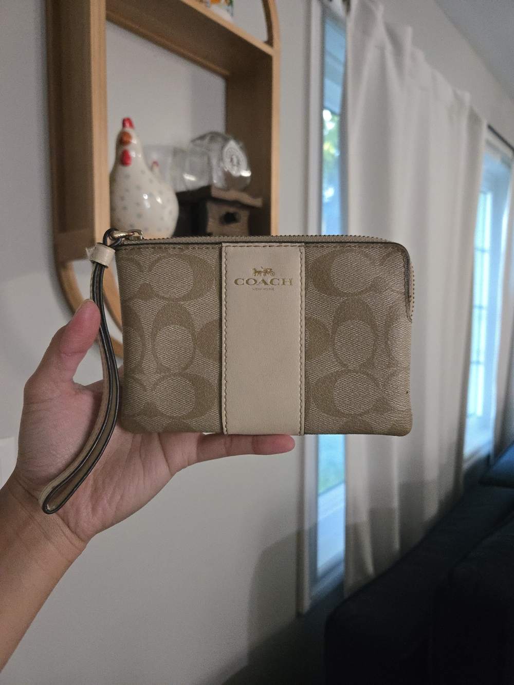 Coach Tan White Signature C Wrislet #F58035